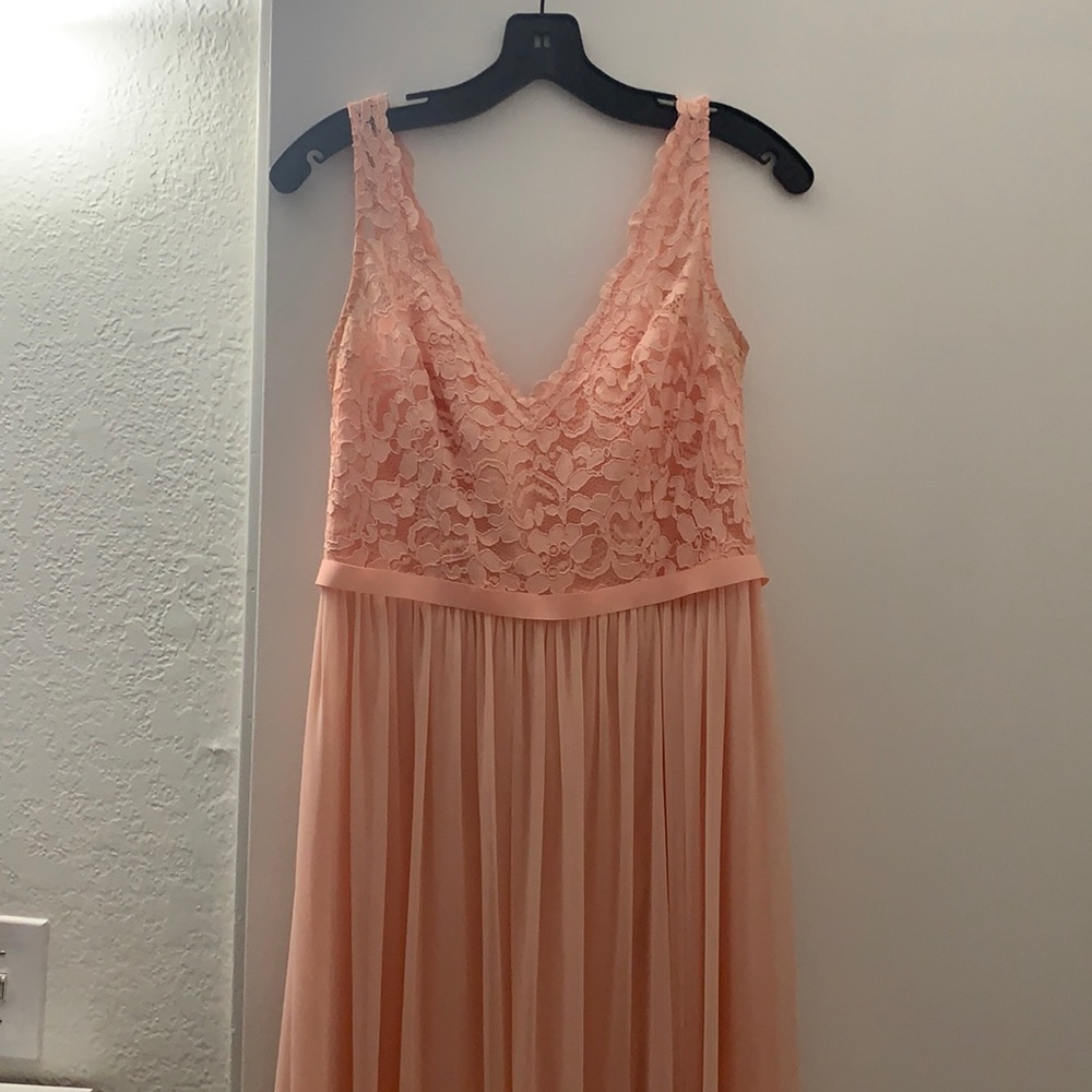 David’s bridal floor length bridesmaid dress